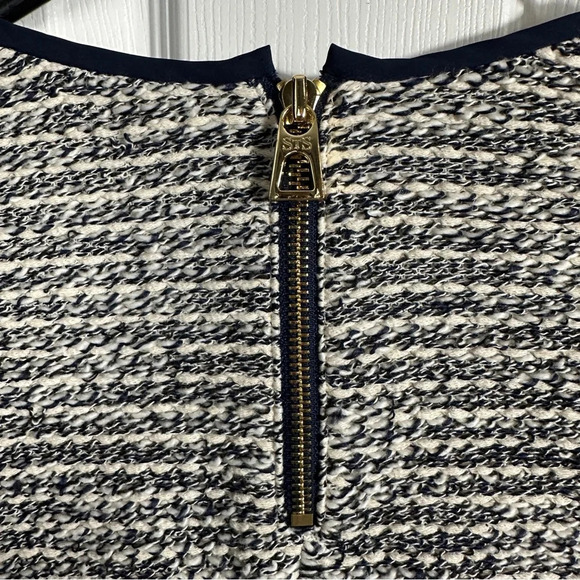 Sail to Sable top size XS, navy/off white with bell sleeves, nubby, nautical - Picture 5 of 8